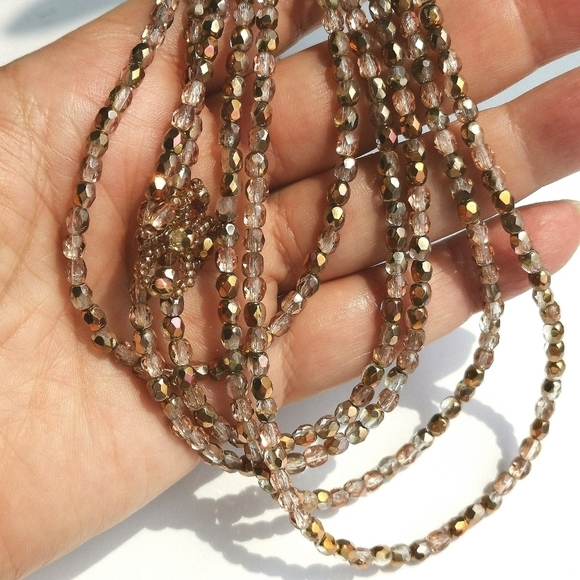 VINTAGE cascade choker necklace rose gold crystal beads - Picture 6 of 8